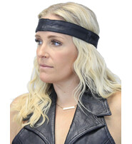 Jamin Leather® Genuine Leather Head Band with Snaps & Stretch #HB501SK