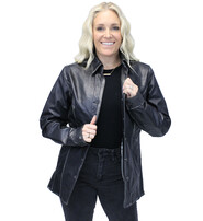 Jamin Leather® Vintage Black Women's Leather Button Coat #LA2011BTK