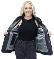 Jamin Leather® Vintage Black Women's Leather Button Coat #LA2011BTK