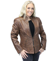 Jamin Leather® Brown Jane Leather Jacket w/CC Pockets #LA89611GN