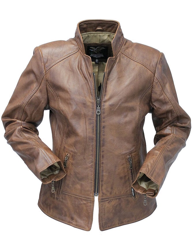 Jamin Leather® Brown Jane Leather Jacket w/CC Pockets #LA89611GN