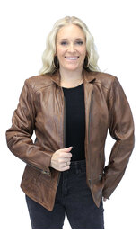 Jamin Leather® Brown Jane Leather Jacket w/CC Pockets #LA89611GN