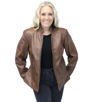 Jamin Leather® Brown Jane Leather Jacket w/CC Pockets #LA89611GN