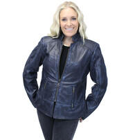 Jamin Leather® Blue Jane Leather Jacket w/CC Pockets #LA89613GU