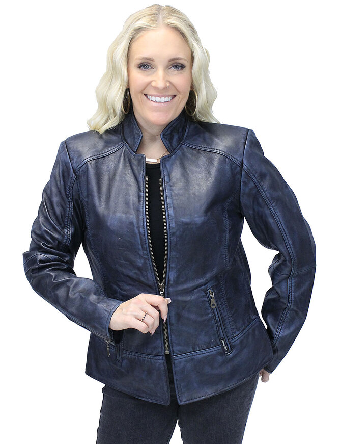 Jamin Leather® Blue Jane Leather Jacket w/CC Pockets #LA89613GU