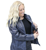 Jamin Leather® Blue Jane Leather Jacket w/CC Pockets #LA89613GU