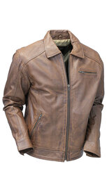 Jamin Leather® 1950's Brown Distressed Leather Jacket w/CC Pockets #MA1957GN