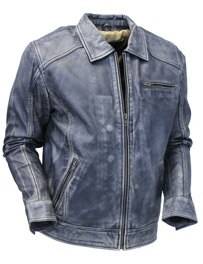 Distressed leather store blazer