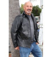 Jamin Leather® Charcoal Gray Leather Ribbed Trim Jacket w/Butterfly Collar #MA1993GY