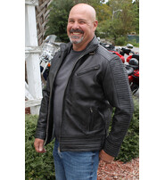 Jamin Leather® Charcoal Gray Leather Ribbed Trim Jacket w/Butterfly Collar #MA1993GY