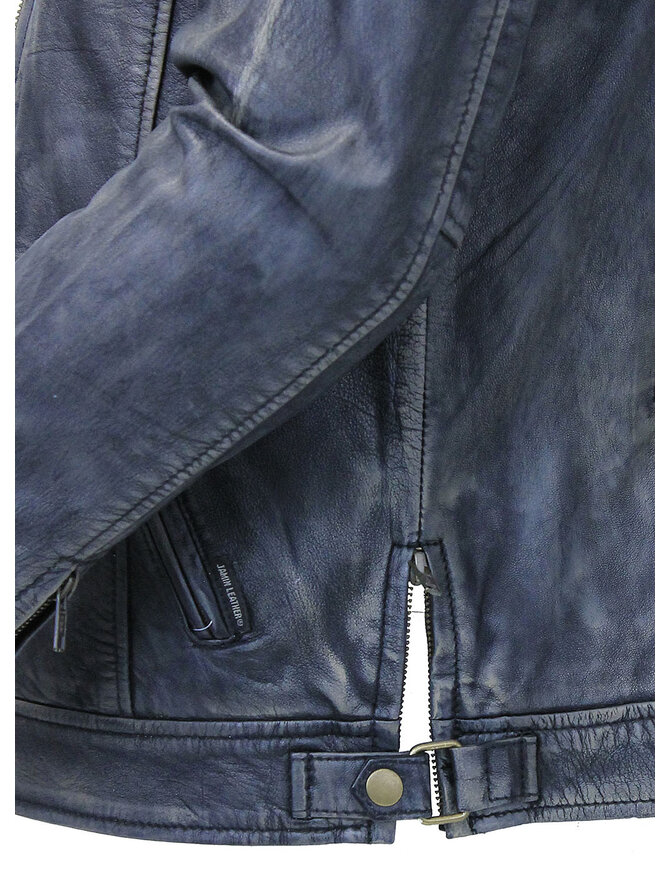 Jamin Leather® Taupe/Black Distressed Leather Vented Café Racer Jacket #MA2020VQGK