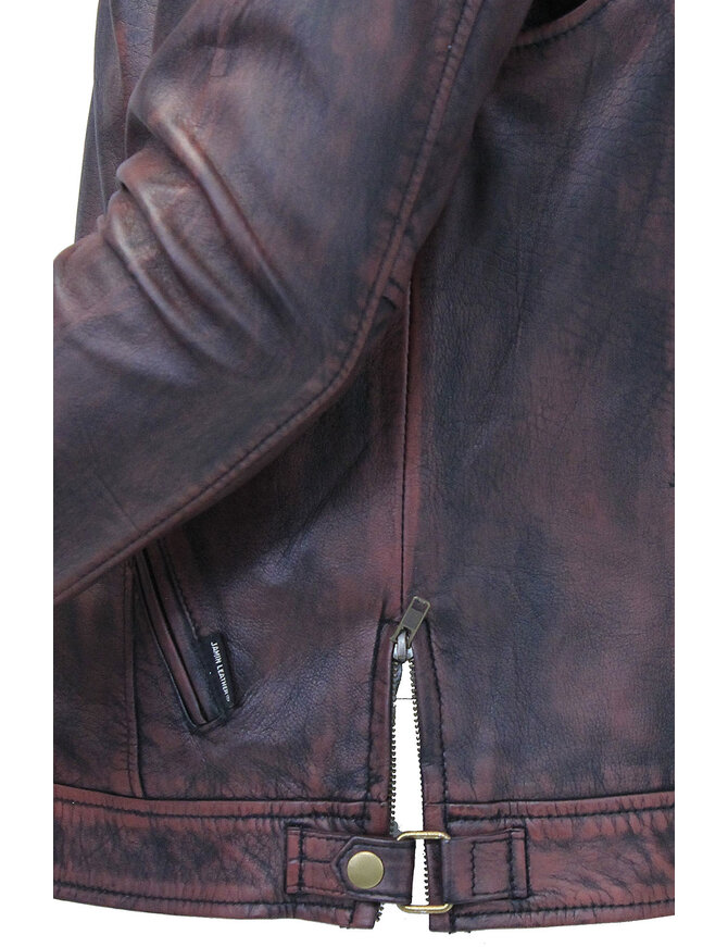 Jamin Leather® Burgundy Distressed Leather Vented Scooter Jacket CC Pockets #MA2021VQGR