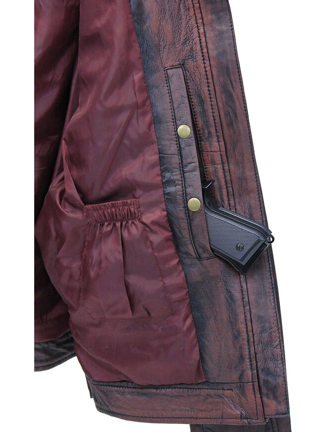 Jamin Leather® Burgundy Distressed Leather Vented Scooter Jacket CC Pockets #MA2021VQGR