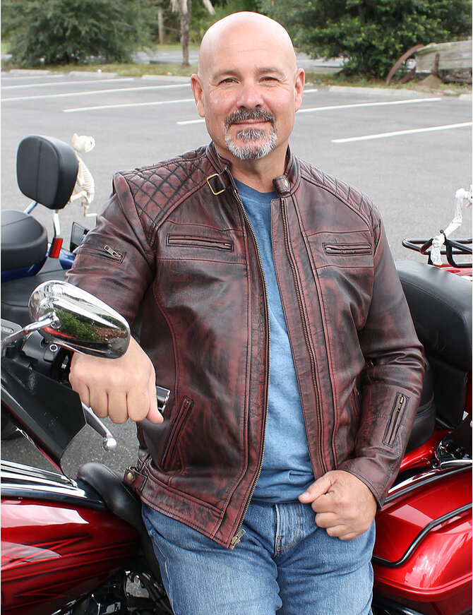 Jamin Leather® Burgundy Distressed Leather Vented Scooter Jacket CC Pockets #MA2021VQGR