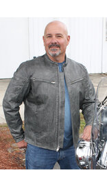 Unik Distressed Gray Vented Scooter Jacket w/Dual CC Pockets #M60463ZG