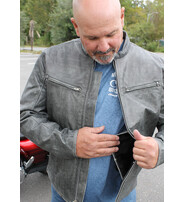 Unik Distressed Gray Vented Scooter Jacket w/Dual CC Pockets #M60463ZG