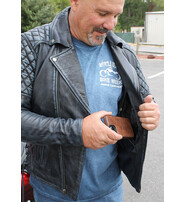 Jamin Leather® Quilted Blue Distressed Leather MC Jacket CC Pockets #MA2024QGU