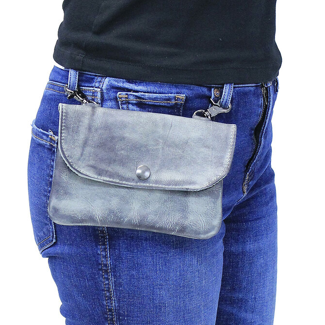 X-Large Black Leather Double Clip Pouch Hip Clip Bag #PKK30975XK
