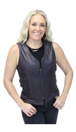 Unik Purple Side Buckle Leather Vest w/CC Pockets and Zipper #VL689317ZP