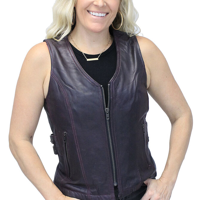 Jamin Leather® Side Lace Women's Leather Vest - SPECIAL #VL411LSP