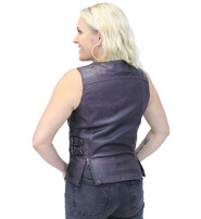 Unik Purple Side Buckle Leather Vest w/CC Pockets and Zipper #VL689317ZP