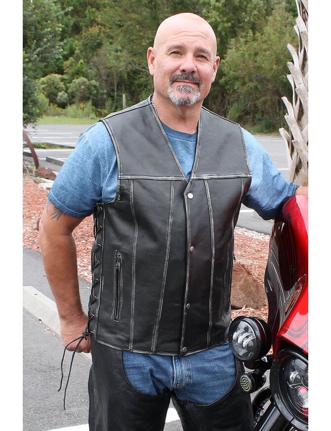 Jamin Leather® Taupe/Black Distressed Leather Vented Café Racer Jacket  #MA2020VQGK