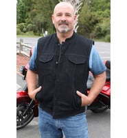 Black Denim Snap & Zipper Club Vest w/Concealed Pocket #VMC3000BK