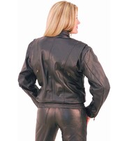 Women's Black Vented Leather Bomber Jacket #L259VZK