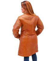 Women's Tan Genuine Sheepskin Fur Lined Trench Coat #L1319HN