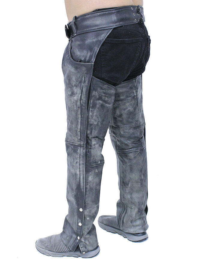 Premium Heavy Gray Vintage Deep Pocket Chaps #CA7203PGY - Jamin Leather®