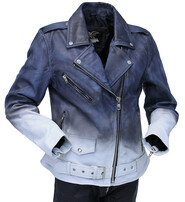 Jamin Leather® Ombre Blue/White Motorcycle Jacket CC Pocket #LA6066GUW