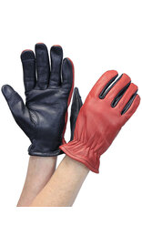 First MFG Red/Black Leather Vented Motorcycle Gloves #GM218VBG