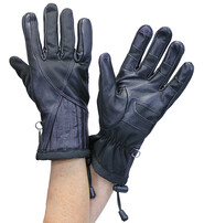 Purple Stitched Nylon and Leather Women's Gauntlet Gloves #GL777106PU