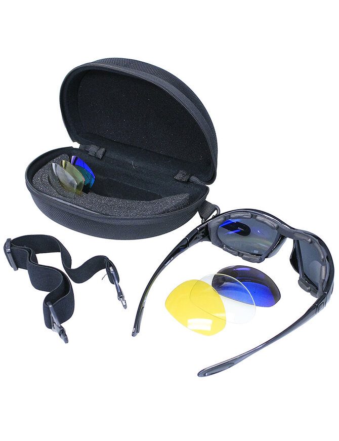 Biker Sunglass Kit Interchangable Lenses and Foam  #SG23980FSCK