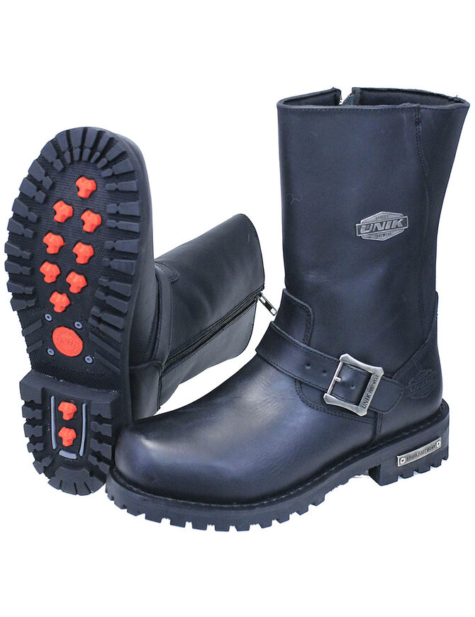 Unik Men's Zipper Engineer Leather Boots #BM10001ZDK
