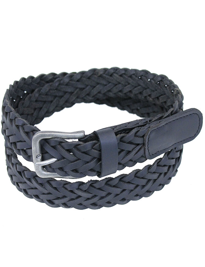 Premium Black Leather Braided Belt #BT97360BK