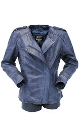 Jamin Leather® Women's Blue Beauty Leather Jacket CC Pocket #LA60624GU