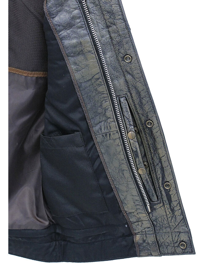 Unik Vintage Brown Men's Club Vest with Concealed Pockets #VMA66552GN