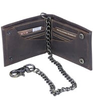 RFID Oil Tanned Bifold Chain Wallet w/Snaps #WC513531BN