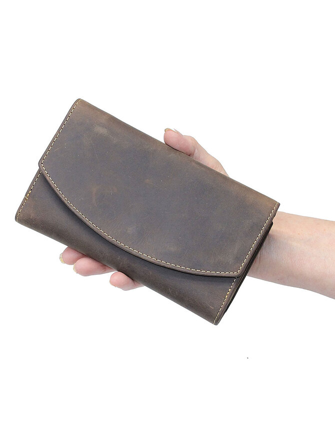 RFID Brown Oil Tanned Premium Leather Clutch Wallet #WL16340NID