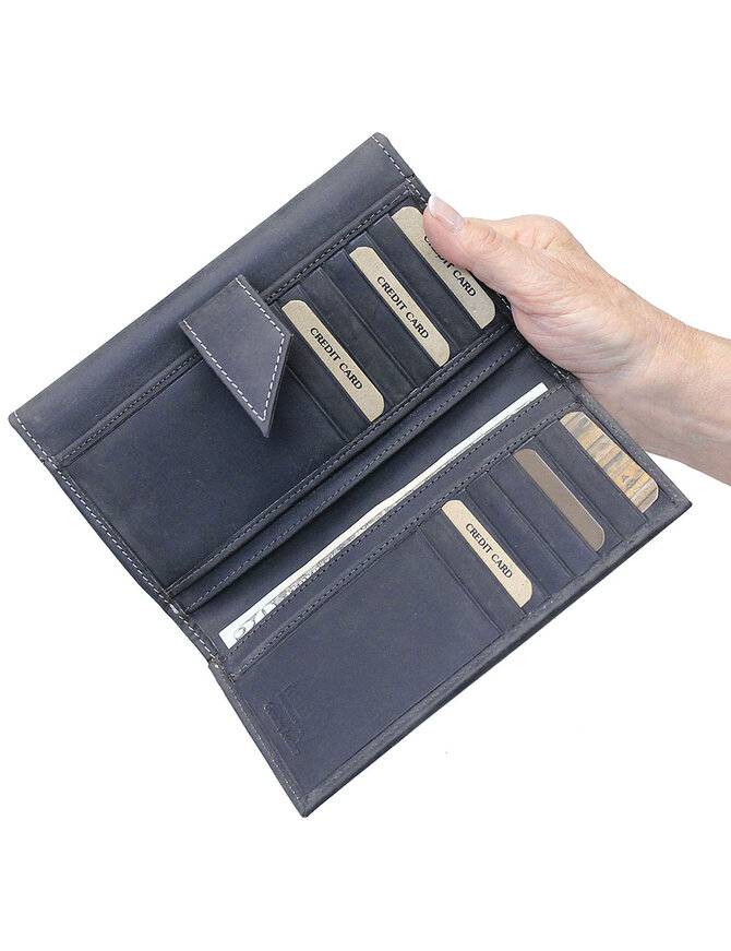 RFID Charcoal Black Oil Tanned Premium Leather Clutch Wallet #WL16340KID