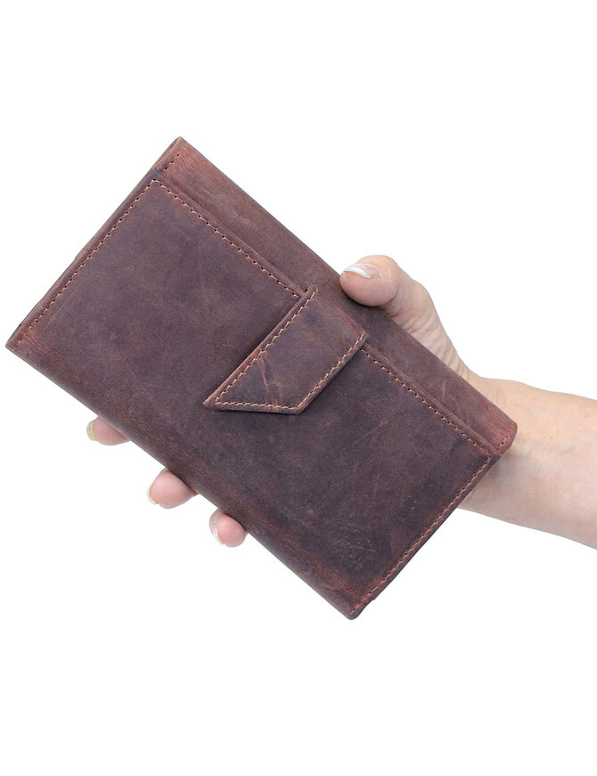 RFID Dark Red Oil Tanned Premium Leather Clutch Wallet #WL16340RID