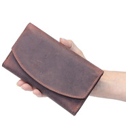 RFID Dark Red Oil Tanned Premium Leather Clutch Wallet #WL16340RID