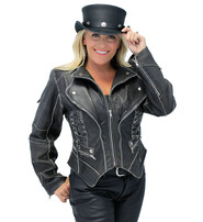 Jamin Leather® Women's Brown Vintage Steampunk Leather Jacket w/Concealed Pocket #LA15070XZZN