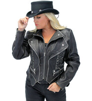 Jamin Leather® Women's Brown Vintage Steampunk Leather Jacket w/Concealed Pocket #LA15070XZZN