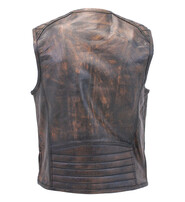 Men's Vintage Brown Quilt Leather Concealed Pocket Vest #VMA6714QGN