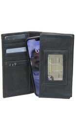 Charcoal Vintage Long Leather RFID Wallet Checkbook #W513520KID