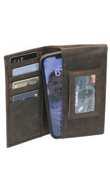 Brown Vintage Long Leather RFID Wallet Checkbook #W513521NID