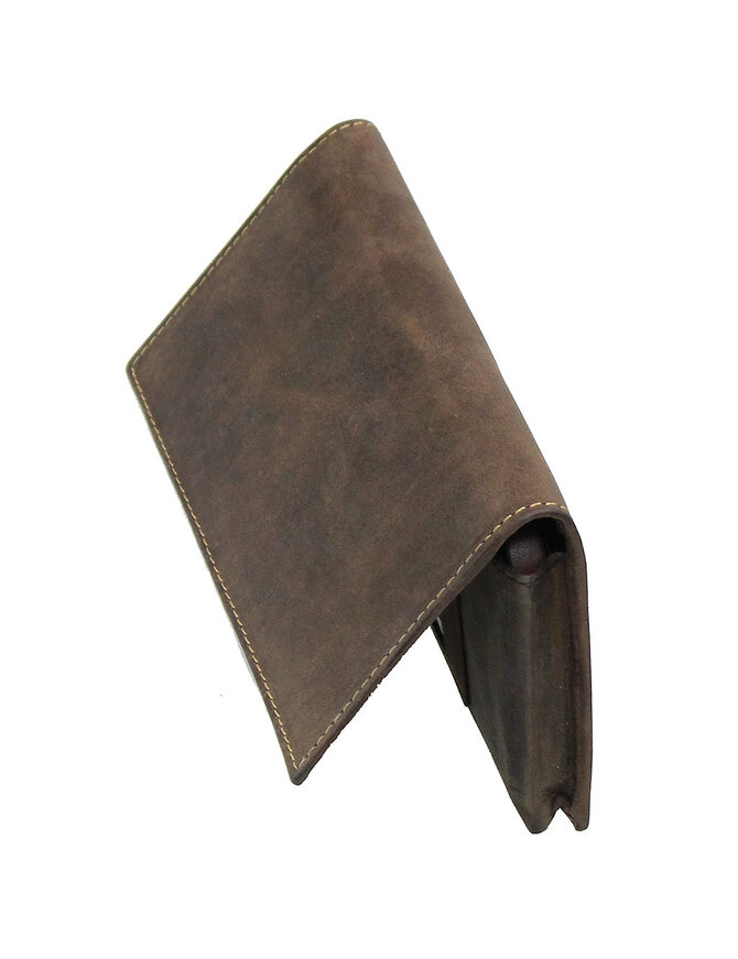 Brown Vintage Long Leather RFID Wallet Checkbook #W513521NID