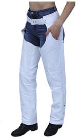 Jamin Leather® White Soft Leather Pocket Chaps w/Stretch Thigh #C949PSTW